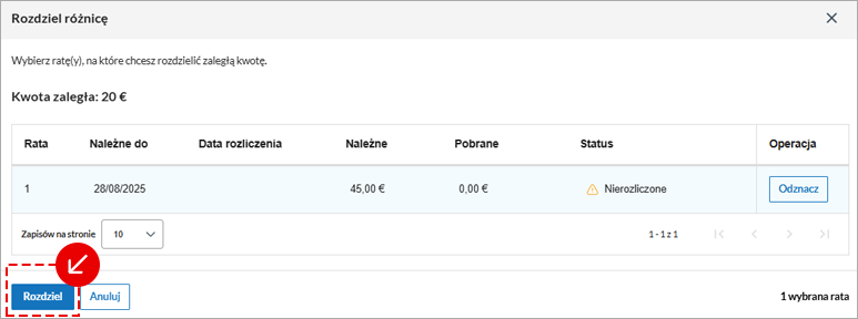 Ekran wysyłania faktury